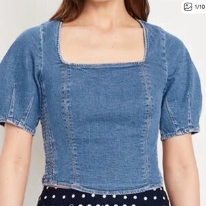 Old Navy Denim Blue Square Neck Top